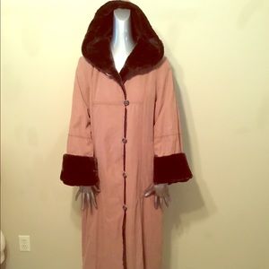 Utex Design tan faux fur hoodie long coats jackets